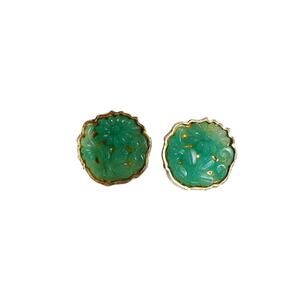Vintage Accessocraft Peking Jade Glass Earrings